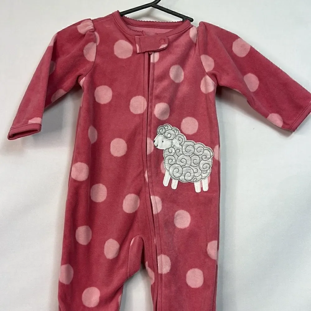 Carter’s Child of Mine Punk Polkadot Sheep Fleece Sleep and Play 3-6 months EUC